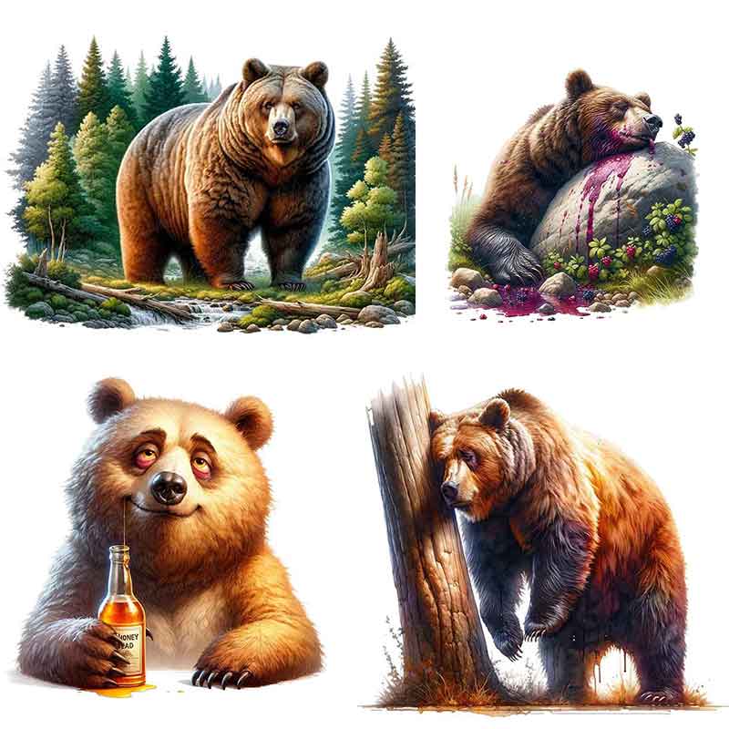 Home Bathroom Tiles Design - Adesivi Divertenti con Orso Ubriaco -