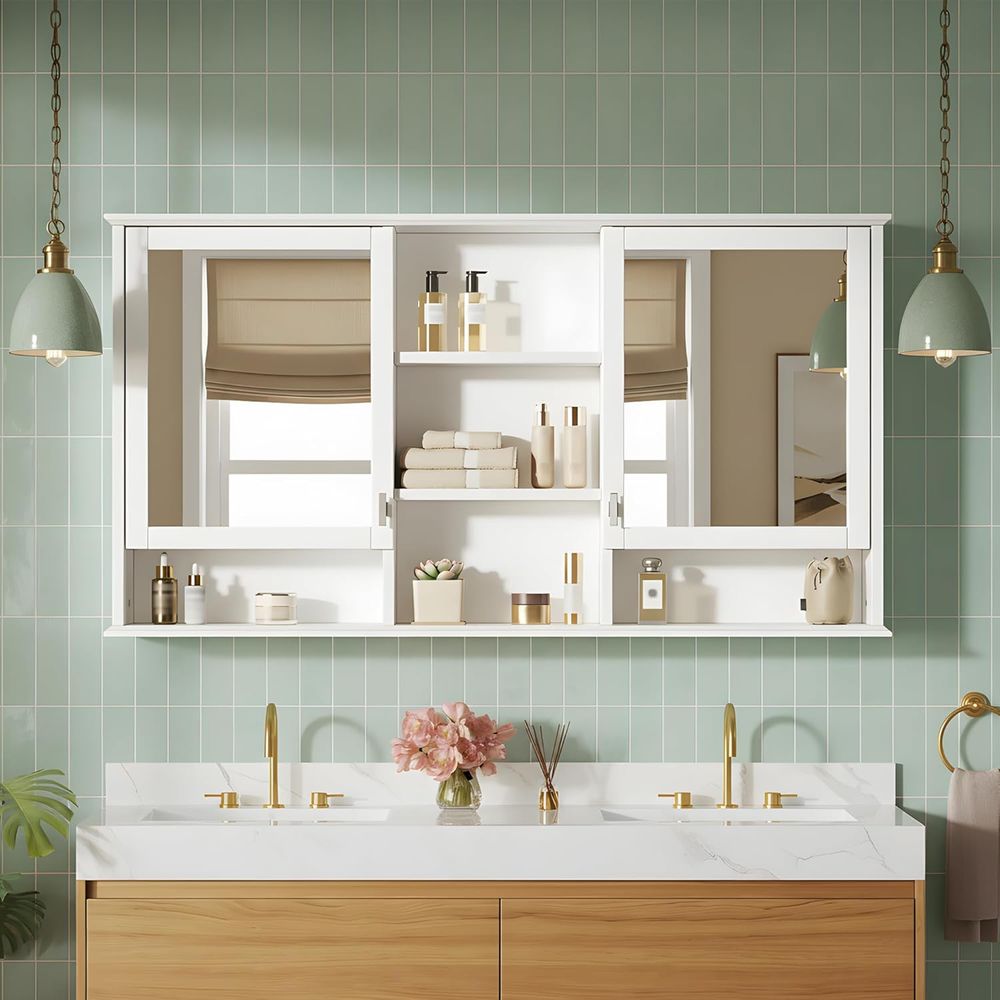 Home Bathroom Mirror - Armadietto da Bagno con Specchio 55