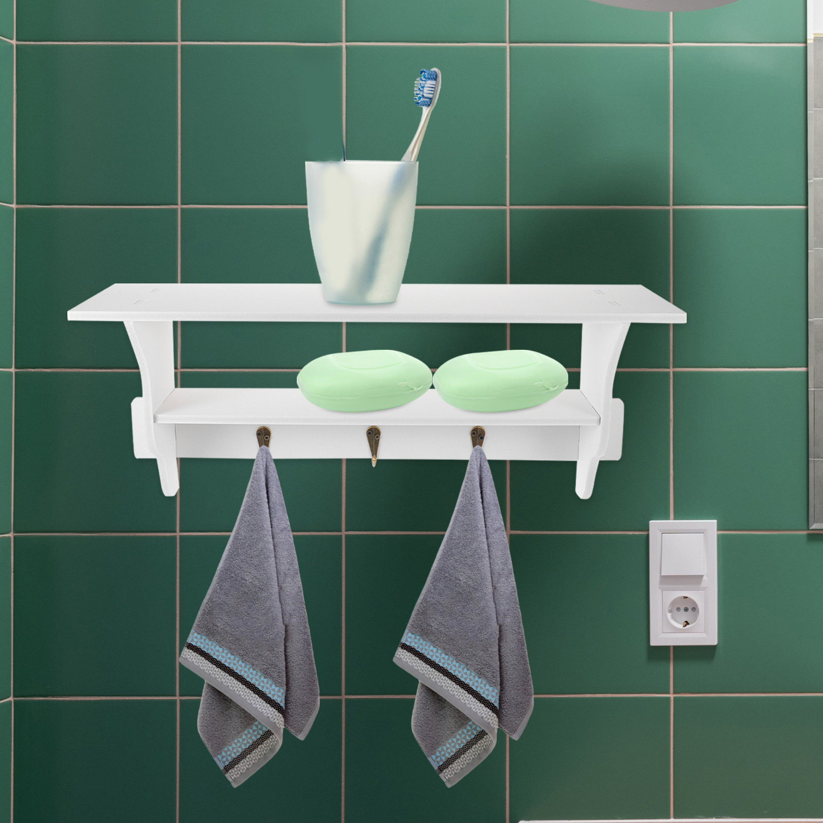 Home Bathroom Shelf - Mensola Fluttuante da Parete Bianca Minimalista