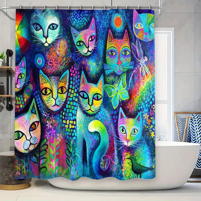 Home Decor Bathroom Ideas - Tenda da doccia per gatti, decorazione