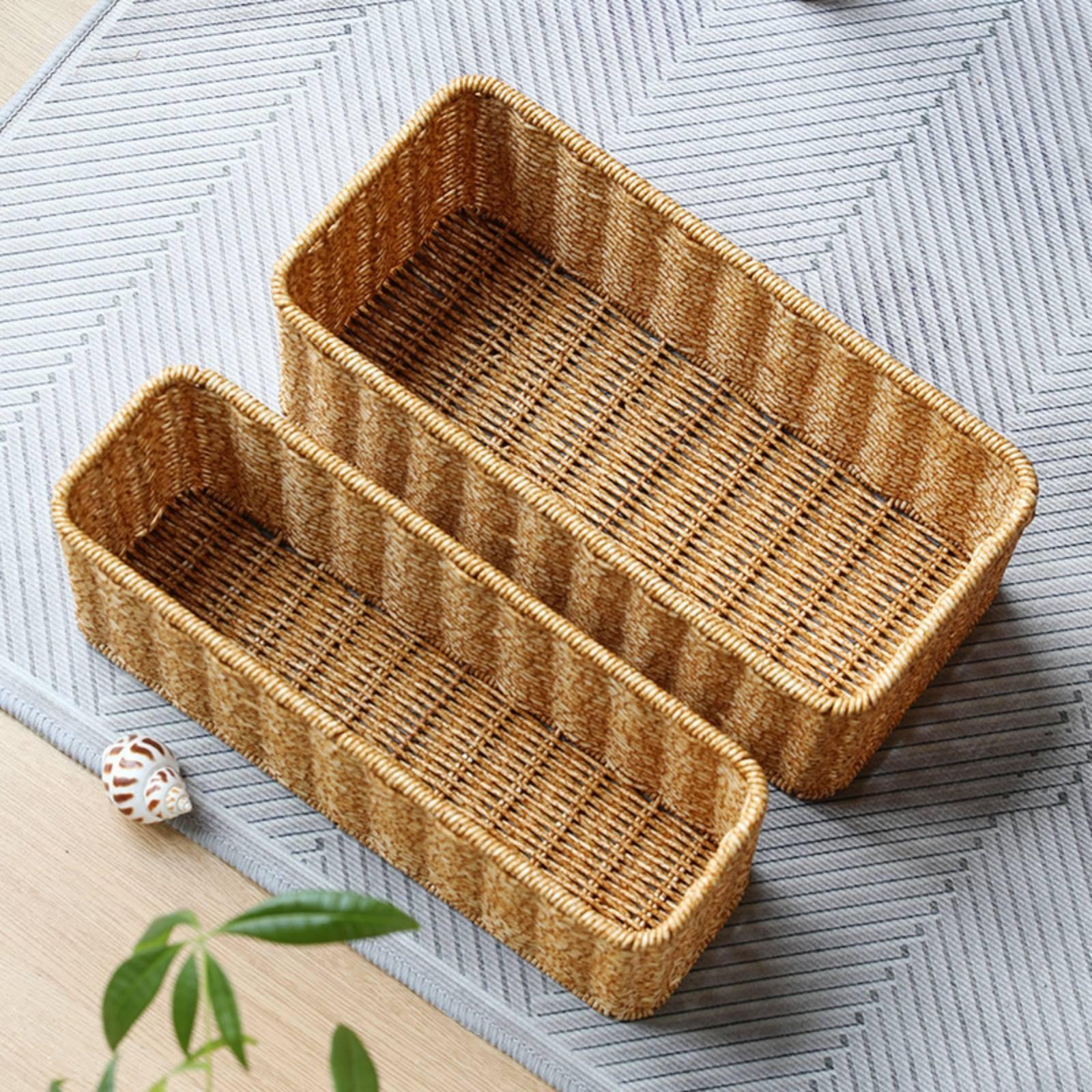 Home Essentials Bathroom Accessories - Cesto portaoggetti in rattan sintetico per